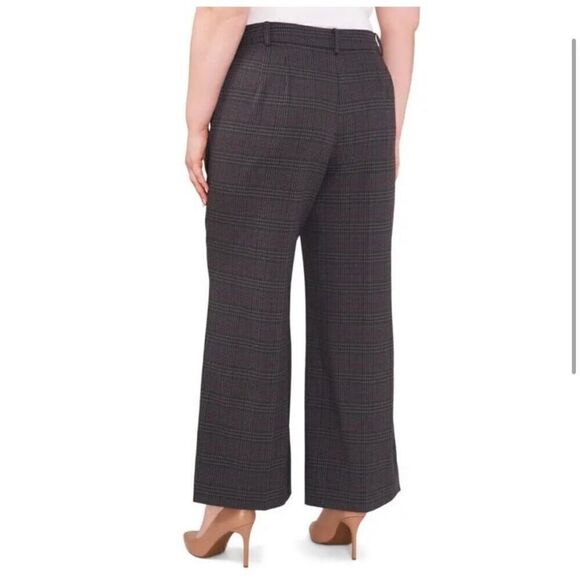 NWOT Vince Camuto Wide Leg Plaid Trouser Pants Dark Grey Plus Size 20W - Picture 2 of 14